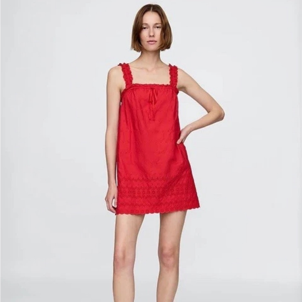Gap × DÔEN Eyelet Dress Medium Red Shift Mini